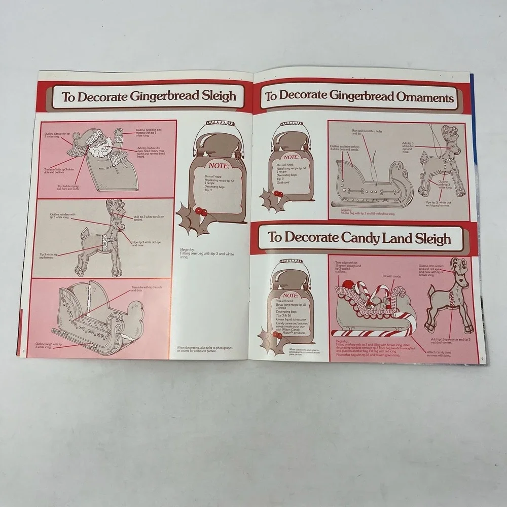 Vintage Wilton Santas Cookie Sleigh Kit Red Plastic 4 Piece Set 1983 w/Booklet
